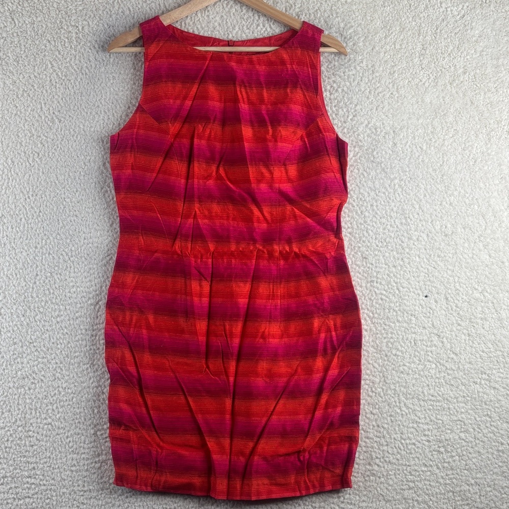Lois Snyder Dani Max Womens Red Pink Striped Sleeveless Sheath Dress Petite 10